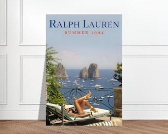 Ralph Lauren Vintage Magazin Werbeplakat Retro Mode Druck Altes Geld Wand Kunst 1990er Jahre Luxus Style Geschenk für Sie Wohnheim Dekor Mode Druck