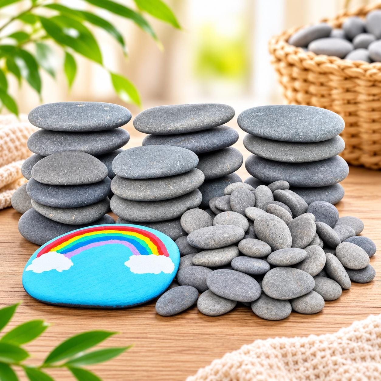 120 PCS Rocks for Painting, Smooth Flat Craft Stones, DIY Kindness Rock Painting Set, Paintable Rocks for Arts Crafts Garden Decor
