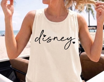 Comfort Colors® Minimal Disney Tank Top, Womens Disney Trip Tee, Aesthetic Disney Vacation Shirt, Summer Girls Trip Matching Outfit
