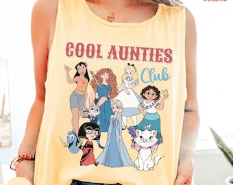 Comfort Colors® Retro Disney Cool Aunties Clubs Tank Top, Pregnancy Announcement Shirt for Sister, New Auntie Gift, Disney Baby Reveal Tee