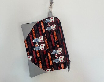 Wristlet, Zippered Bag, Going Out Bag, Skull, Twin Clutch, Horror Bag