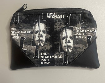 Coin Pouch, Coin Purse, Small Zippered Bag, Card Holder, Horror Bag, Halloween Print, Michael Meyers, Masked Killer, 70s Horror films