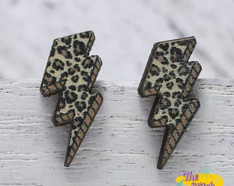 Earrings Leopard Print Lightning Bolts/Cheetah Print Lightning Bolts