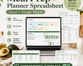 2026 Meal Prep Planner Spreadsheet, Excel Meal Planner, Google Sheets Grocery List, Recipe Pantry Nutrition Tracker
