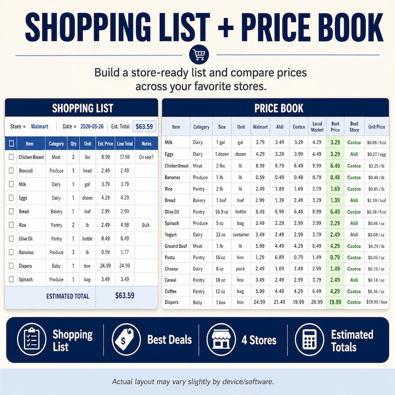 Grocery Budget Tracker Spreadsheet, Meal Planner, Shopping List, Pantry ...