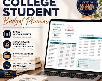 College Student Budget Planner Spreadsheet (Digital Download)