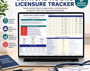 Foglio di calcolo per il monitoraggio delle ore cliniche, registro delle supervisioni, registro delle ore di abilitazione, registro dei tirocini pratici, rapporto di audit, Excel e Fogli Google