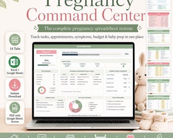 Pregnancy Tracker Spreadsheet, Weekly Planner, Budget, Baby Prep (Excel, Google Sheets)