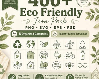 400+ Eco Friendly Icons, Sustainability, Recycle, Earth Day (svg, png, eps, psd)