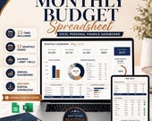 Monthly Budget Spreadsheet, Excel & Google Sheets, Personal Finance Tracker, Paycheck Budget Planner, Digital Budget Template 2026