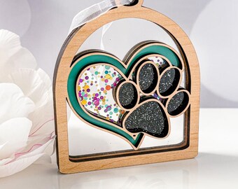 Paw Print Suncatcher Ornament: Wood and Acrylic Pet Memorial