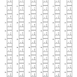 May include: A black and white worksheet with 60 addition problems arranged in vertical columns. Each problem consists of two single-digit numbers to be added together, with space provided for the sum below.