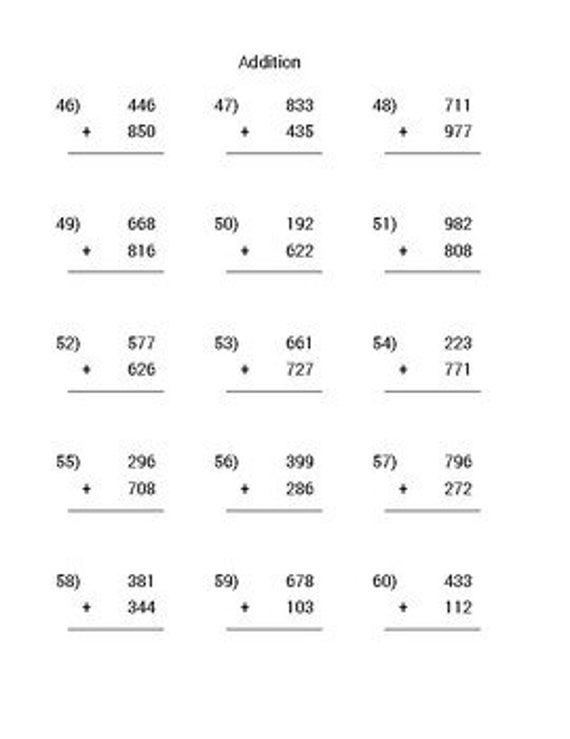 Common Core Math Addition Math Facts And Computation