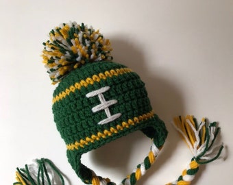 Newborn Crochet Football Hat Greenbay Packers Photo Prop Knit Hat