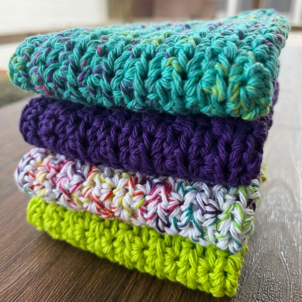 Set of 4 Crochet Dish- 7" square- Set of 4 Crochet-100% Cotton-Dish Cloths-Knit Dish Cloths-Crochet Dish Cloth-Wash Cloth