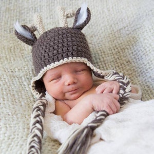 Newborn Crochet Deer Crochet Hat: Newborn Photo Prop baby boy girl