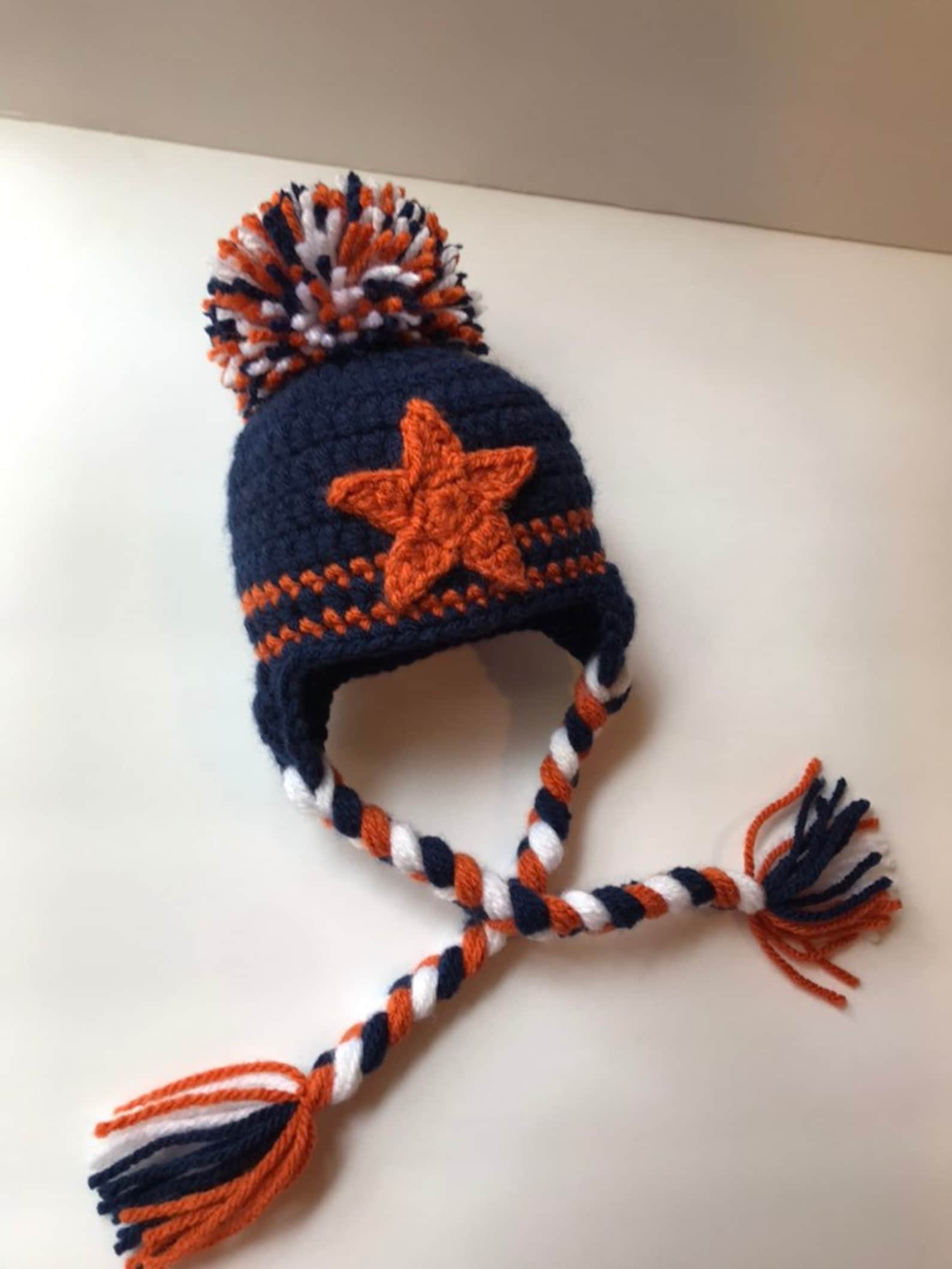 Newborn Crochet Houston Astros Hat Knit Hat Photo Prop Baby Etsy
