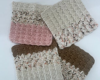 Ready to Ship Handmade Crochet Textured Dishcloths Kitchen Cloths Set of 4 100% Cotton Farmhouse Eco Friendly Reusable