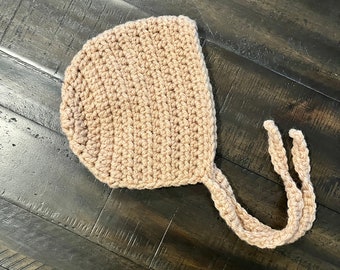 CLEARANCE* Ready to Ship Newborn Crochet Bonnet, Knit Hat, Baby Boy, Baby Girl, Photo Prop