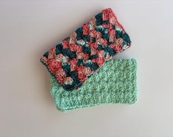 Ready to Ship Handmade Crochet Thick Textured Dishcloths Kitchen Cloths Set of 2 100% Cotton Farmhouse Eco Friendly Reusable