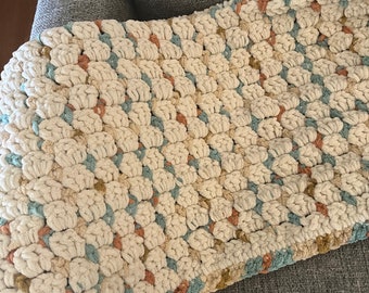 Ready to Ship Newborn Baby Blanket Infant Blanket Soft Velvet Crochet Knit Blanket Baby Boy Girl
