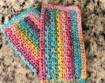 Handmade Crochet Textured Dishcloths Kitchen Cloths Set of 2 100% Cotton Farmhouse Eco Friendly Reusable