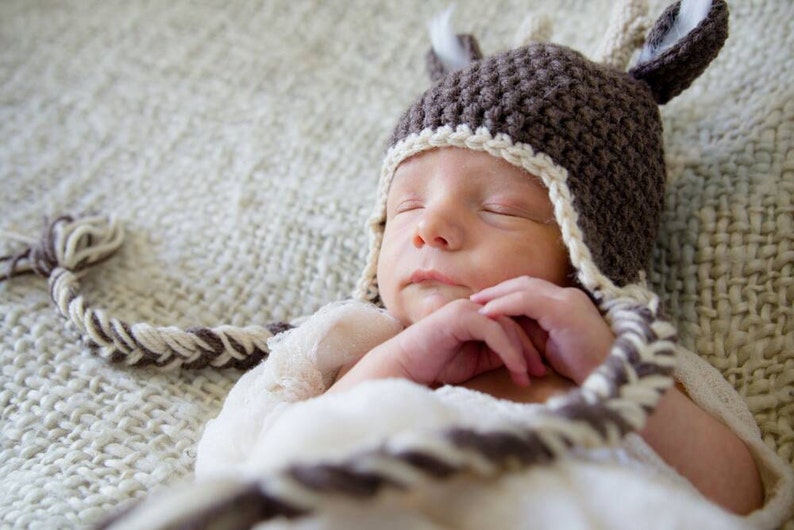 Newborn Photo Prop baby boy girl Newborn Crochet Deer Crochet Hat