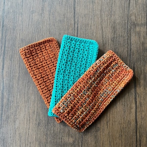 Set of 3 Crochet Dishcloth-8&quot; square- 100% Cotton-Dish Cloths-Knit Dish Cloths-Crochet Dish Cloth-Wash Cloth- orange and teal