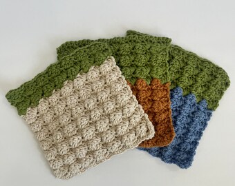 Ready to Ship Handmade Crochet Textured Dishcloths Kitchen Cloths Set of 3 100% Cotton Farmhouse Eco Friendly Reusable