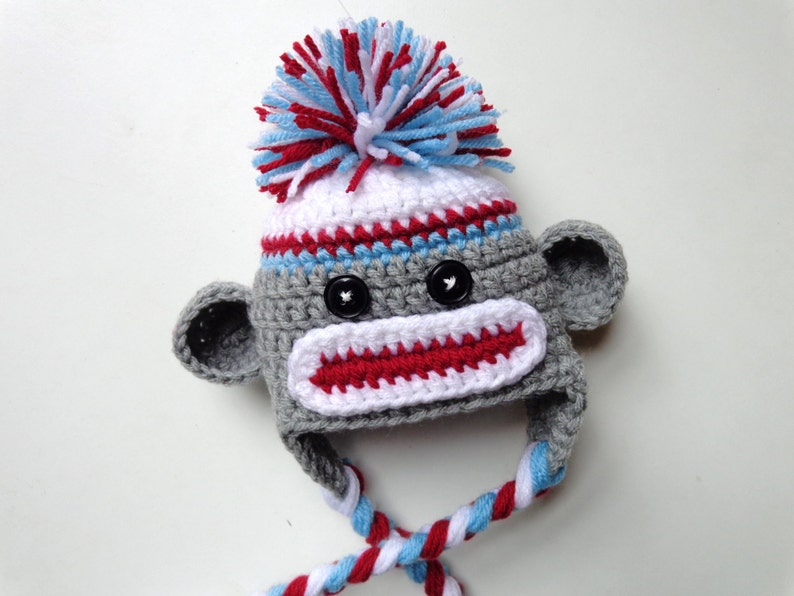 Newborn Crochet Sock Monkey Hat Baby Hat Baby girl hat Etsy