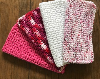 Set of 4 Crochet Dish Cloths-Set of 4 Crochet-8" square- 100% Cotton-Dish Cloth- Knit Dish Cloth- Dish Cloth- Wash Cloth