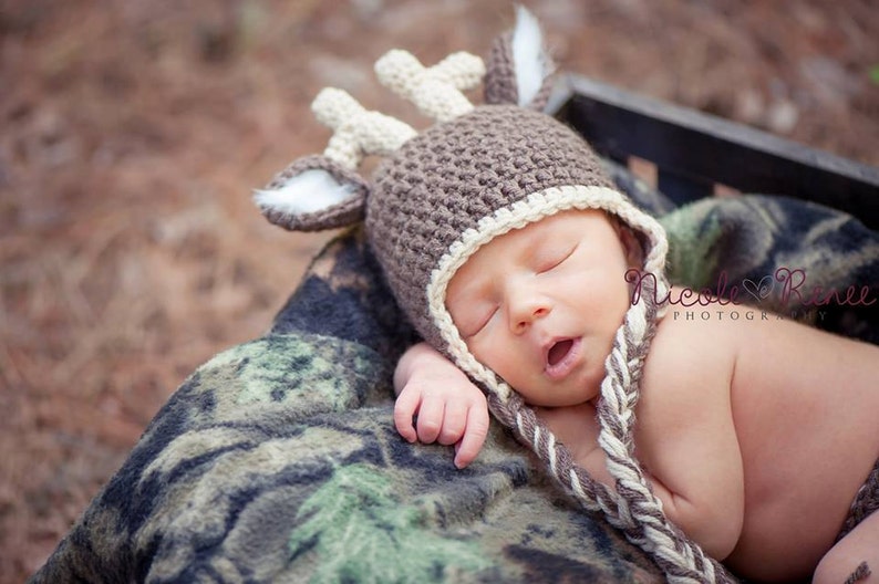 Newborn Photo Prop baby boy girl Newborn Crochet Deer Crochet Hat