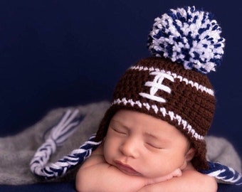 Newborn Crochet Penn State Football Hat, Photo Prop, Knit Hat, baby boy, baby girl