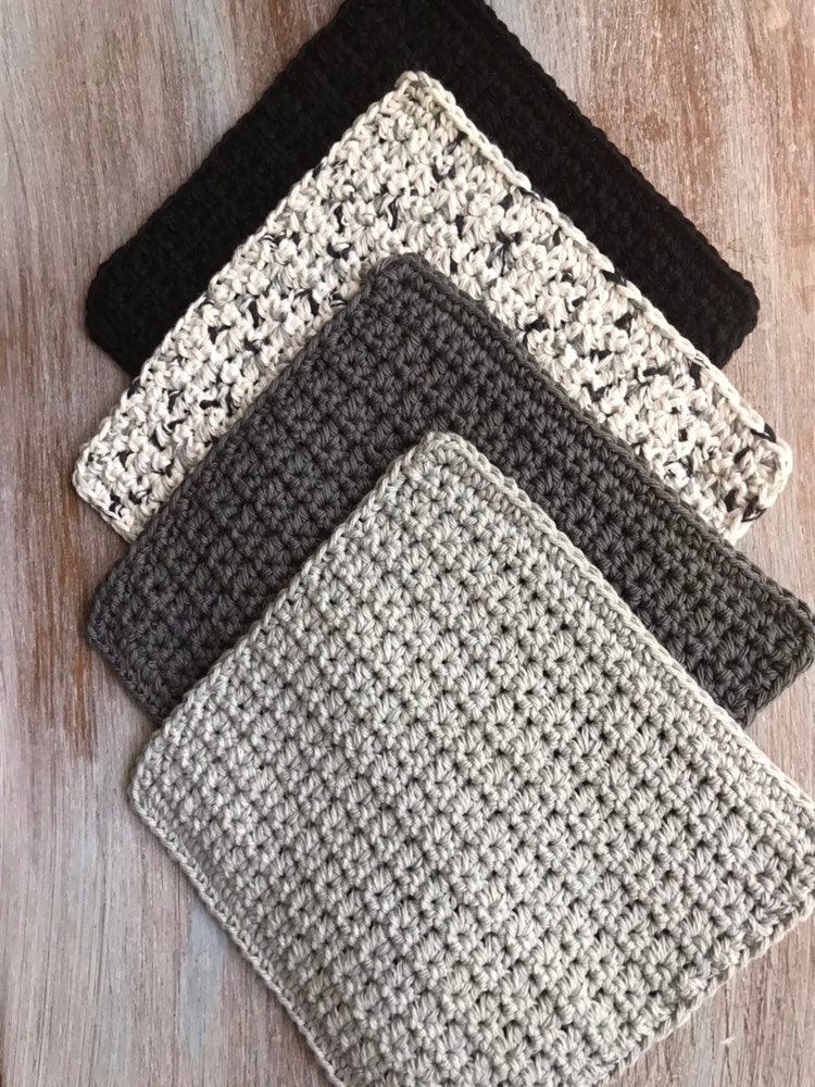 Set of 4 Crochet Dish Cloths7square Set of 4 Etsy