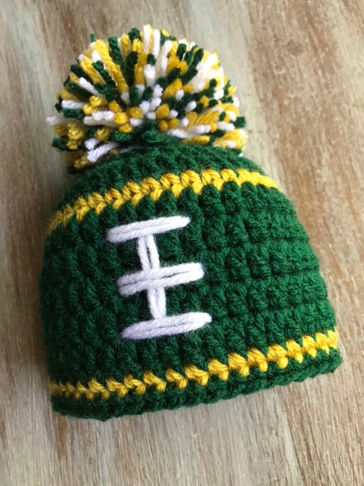 Newborn Crochet Green Bay Packers Hat Beanie Knit Football Hat - Etsy