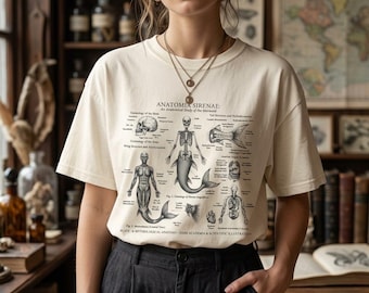 Mermaid Anatomy T-Shirt | Vintage Scientific Illustration, Nautical Dark Academia Tee