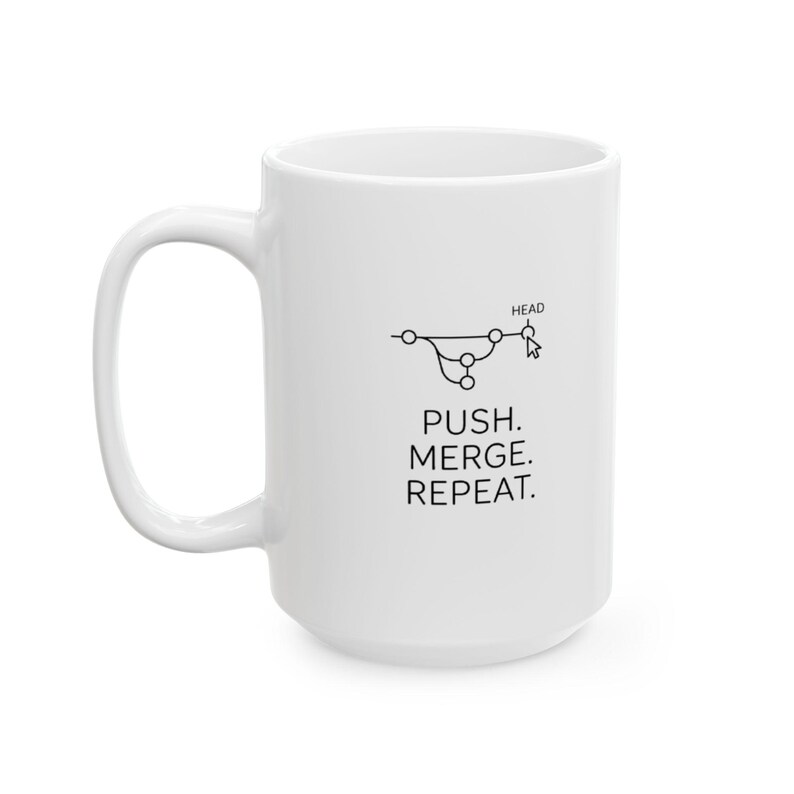 Git Command Mug à café Contrôle de version Cadeau programmeur Tech Décoration de bureau Ingénieur logiciel Tasse personnalisée Git Head Push Merge Repeat Developer image 7