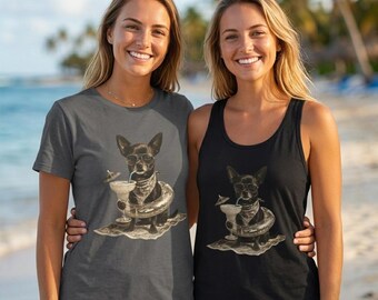 Chihuahua Tank Top Funny Dog Summer Shirt Margarita Lover Gift Cute Pet Apparel Aesthetic Graphic Tee Relaxed Fit Party Shirt Dog Mom Gift
