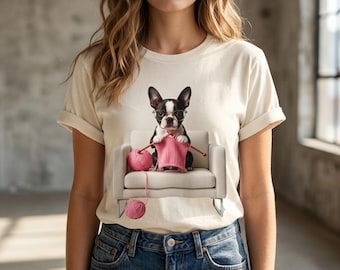 Custom Pet Knitting Shirt Dog Portrait Sweatshirt Personalized Pet Gift Funny Animal Tee Customizable Pet Apparel Gift For Knitting Lover