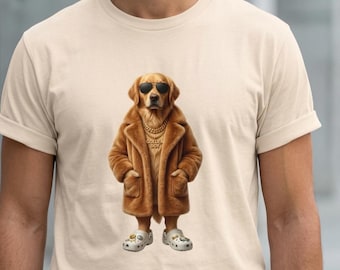 Custom Dog Shirt Golden Boy Heavy Metal Shirt Personalized Pet Shirt Graphic Tee Funny Dog Gift Unique Pet Portrait Custom Dog Owner Gift