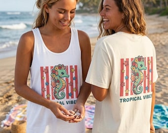 Seahorse Tropical Shirt Custom Summer Tee Personalized Beach Top Graphic Seahorse Shirt Cute Marine Life Apparel Vacation Gift Ocean Vibes