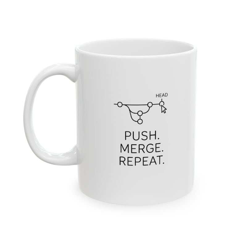 Git Command Mug à café Contrôle de version Cadeau programmeur Tech Décoration de bureau Ingénieur logiciel Tasse personnalisée Git Head Push Merge Repeat Developer image 2
