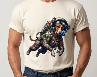 T-shirt personnalisé pour chien astronaute, portrait d'animal de compagnie explorateur de l'espace, sweat-shirt personnalisé pour chien, cadeau pour amoureux des animaux cosmiques, t-shirt amusant pour chien de l'espace