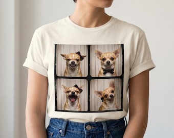 Custom Pet Portrait Shirt Vintage Photobooth Style Dog Photo Shirt Personalized Pet Gift Dog Mom Gift Custom Dog Apparel Funny Pet Shirt
