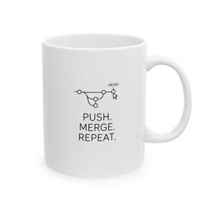 Git Command Mug à café Contrôle de version Cadeau programmeur Tech Décoration de bureau Ingénieur logiciel Tasse personnalisée Git Head Push Merge Repeat Developer image 8