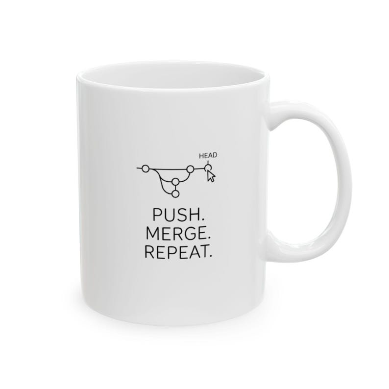 Git Command Mug à café Contrôle de version Cadeau programmeur Tech Décoration de bureau Ingénieur logiciel Tasse personnalisée Git Head Push Merge Repeat Developer image 8