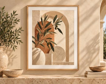 Olive Tree Wall Art, Botanical Print, Botanical Gallery Decor, Olive Branch Poster, Organic Wall Art, Herbarium Print, Digital Download