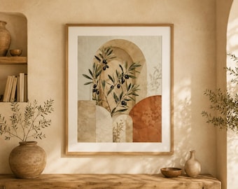 Olive Tree Wall Art, Botanical Print, Botanical Gallery Decor, Olive Branch Poster, Organic Wall Art, Herbarium Print, Digital Download