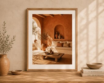 Mediterranean Staircase Print, Coastal Wall Art, Terracotta Poster, Architecture Wall Decor, Printable Artwork