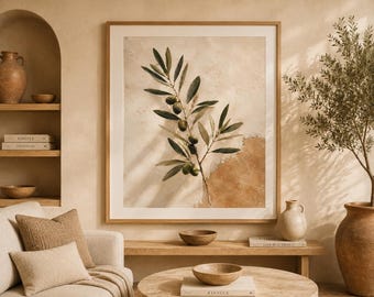 Olive Tree Wall Art, Botanical Print, Botanical Gallery Decor, Olive Branch Poster, Organic Wall Art, Herbarium Print, Digital Download
